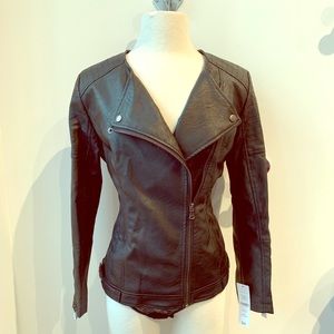 Women’s signature studio faux leather biker jacket